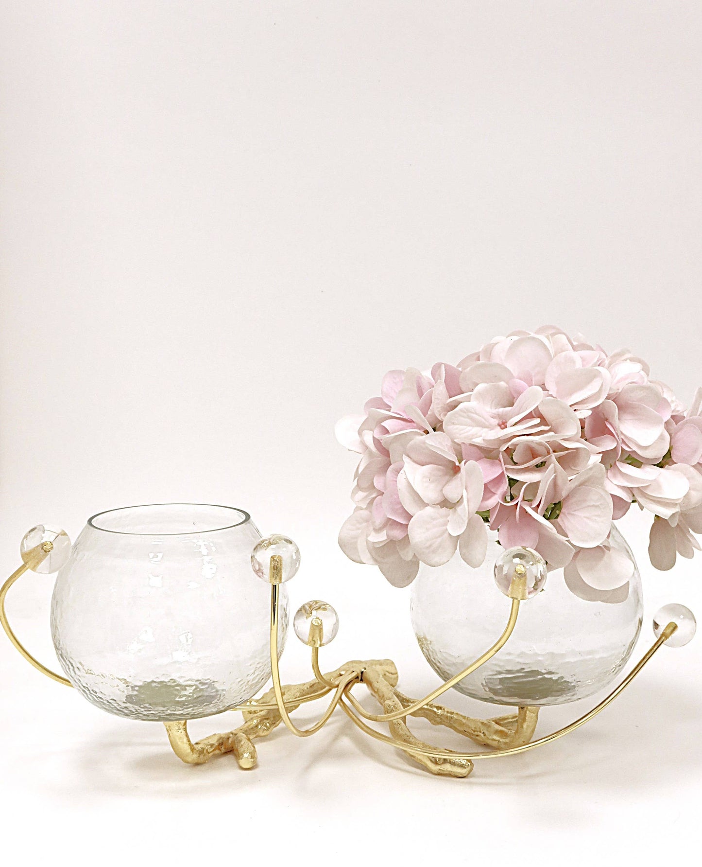 2 Bowl Branch Centerpiece with Ball Design - 12.6": Clear Balls