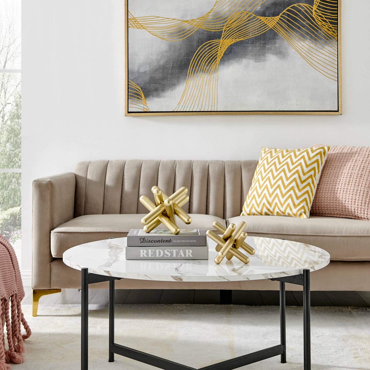 Danya B. Gold Metal Geometric Sculptures - Set of 2 Sizes