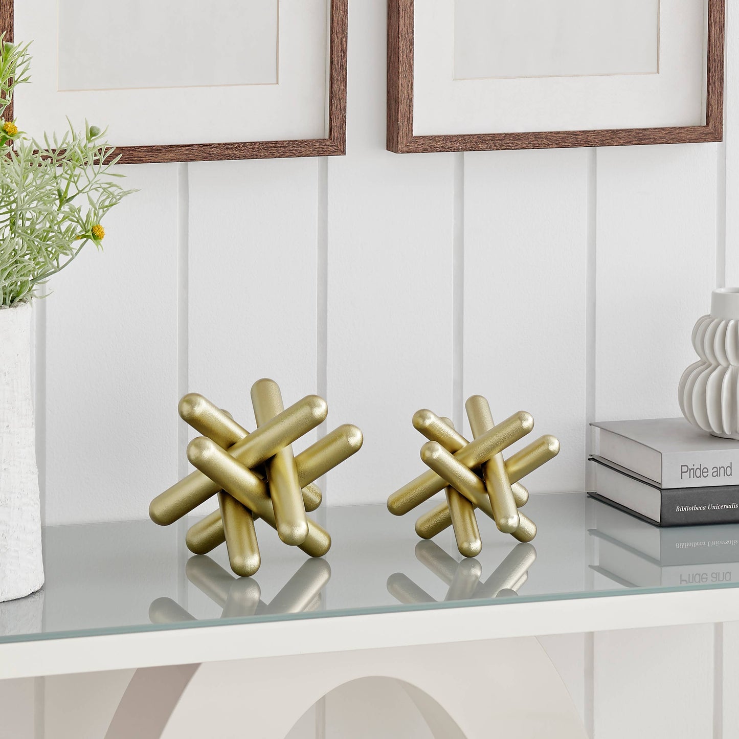 Danya B. Gold Metal Geometric Sculptures - Set of 2 Sizes