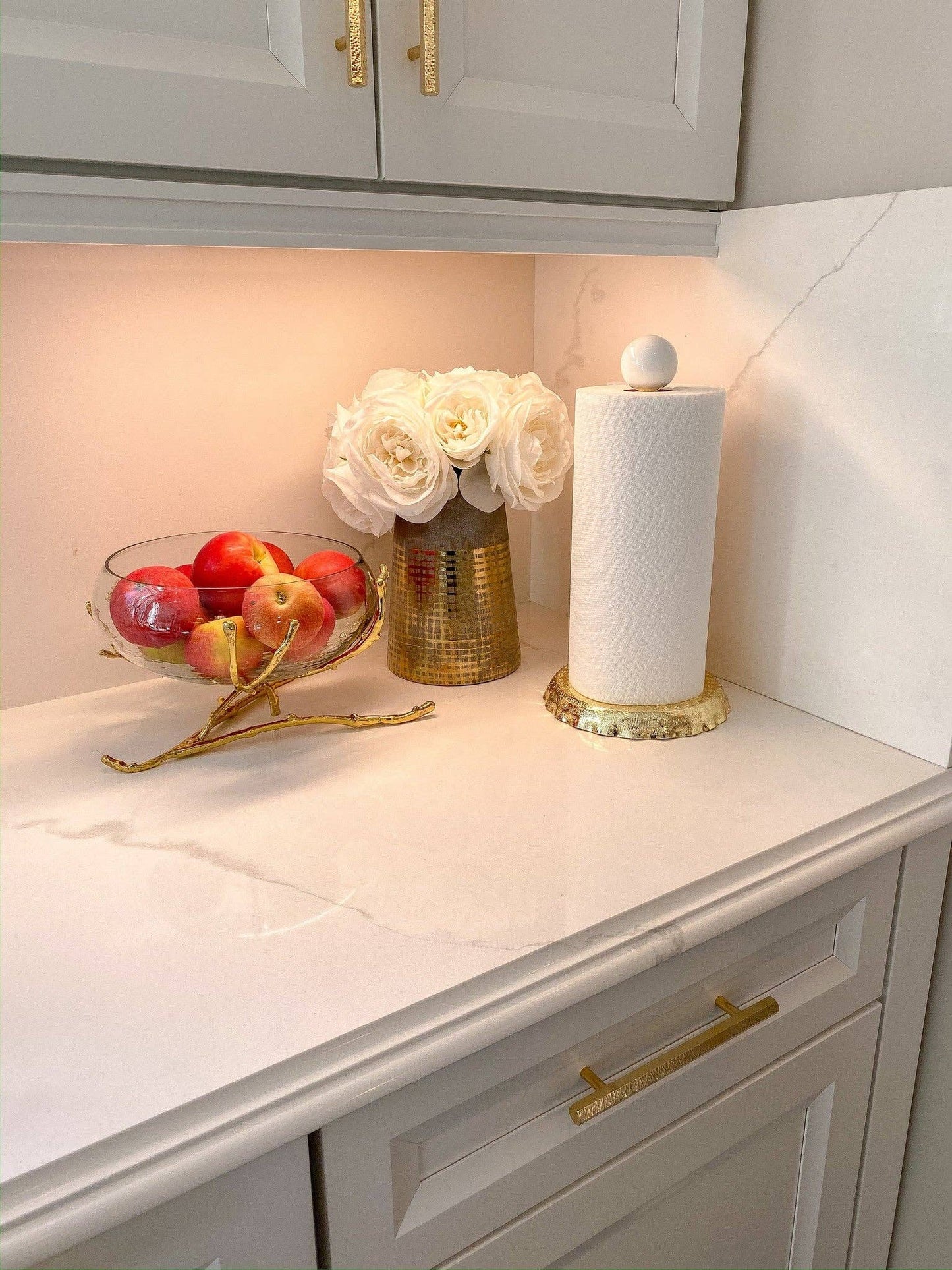 11"D Glass Bowl With Gold Twig Base