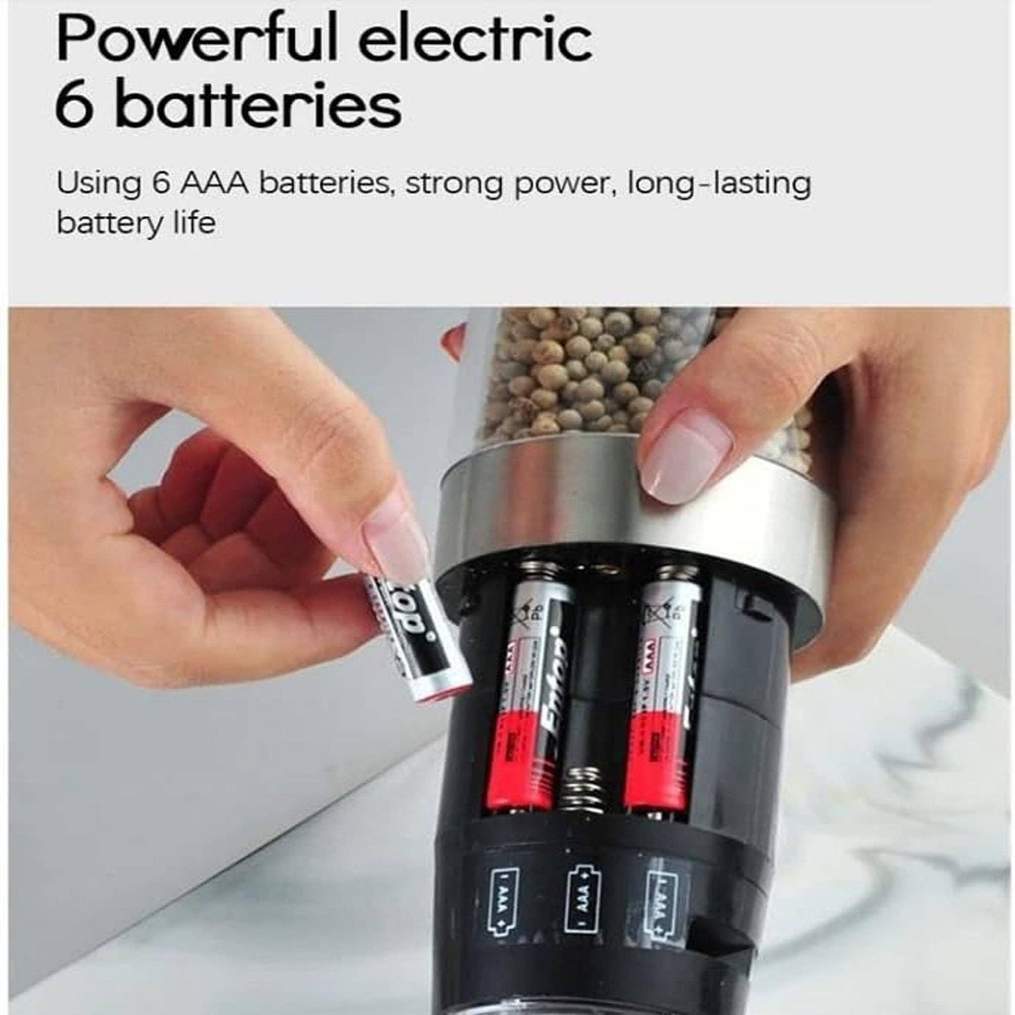 Black Salt & Pepper Grinder Set, Adjustable Coarseness, 2pcs