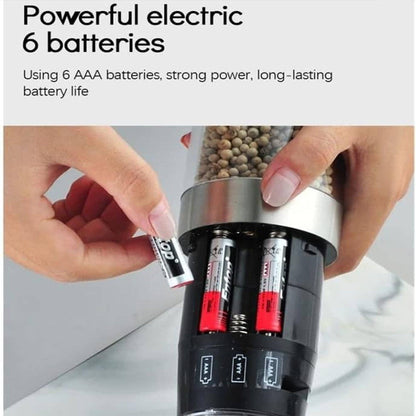 Black Salt & Pepper Grinder Set, Adjustable Coarseness, 2pcs