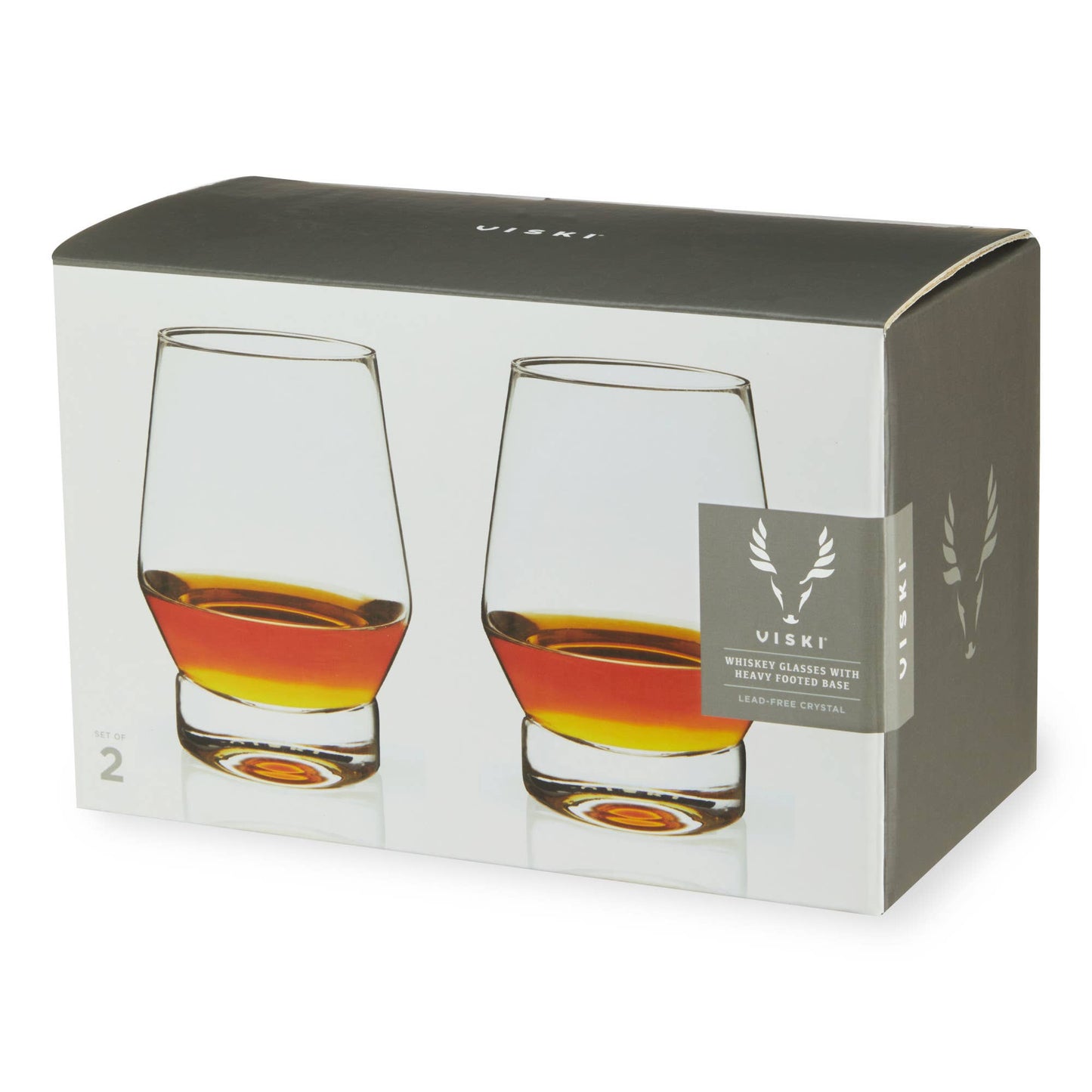 Raye™ Heavy Base Crystal Whiskey Glasses - Set of 2