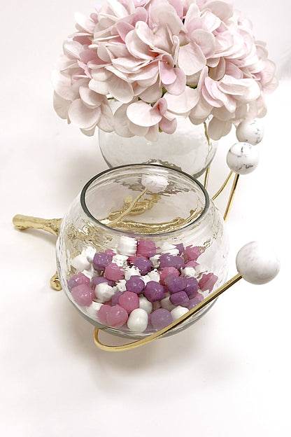 2 Bowl Branch Centerpiece with Ball Design - 12.6": Clear Balls